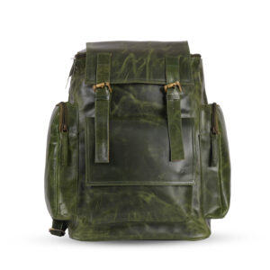 Vintage Green Leather Backpack – Stylish & Functional