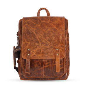 Premium Leather Laptop Backpack – Tan Brown