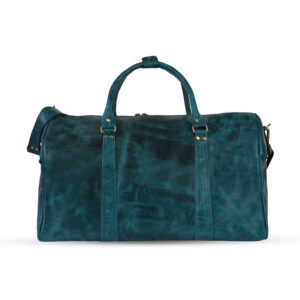 Teal Leather Travel Duffle Bag – Stylish & Spacious