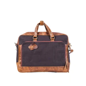 Velvoro 16-Inch Premium Canvas & Leather Laptop Bag – Tan Brown